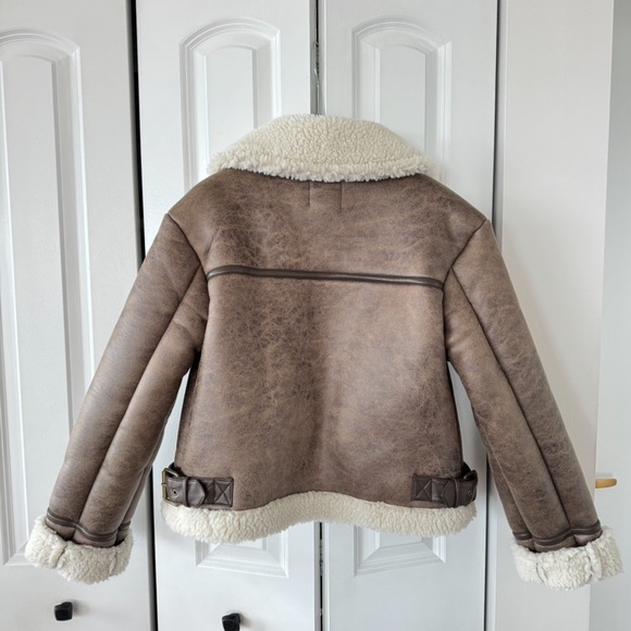 NWT Loft Faux Suede Sherpa Aviator Bomber Jacket - Picture 5 of 12